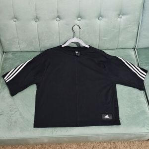 ✨️3/$20 Tees✨️ Adidas Originals 3-Stripes Black Boxy Crop Tee Women's Size XS
